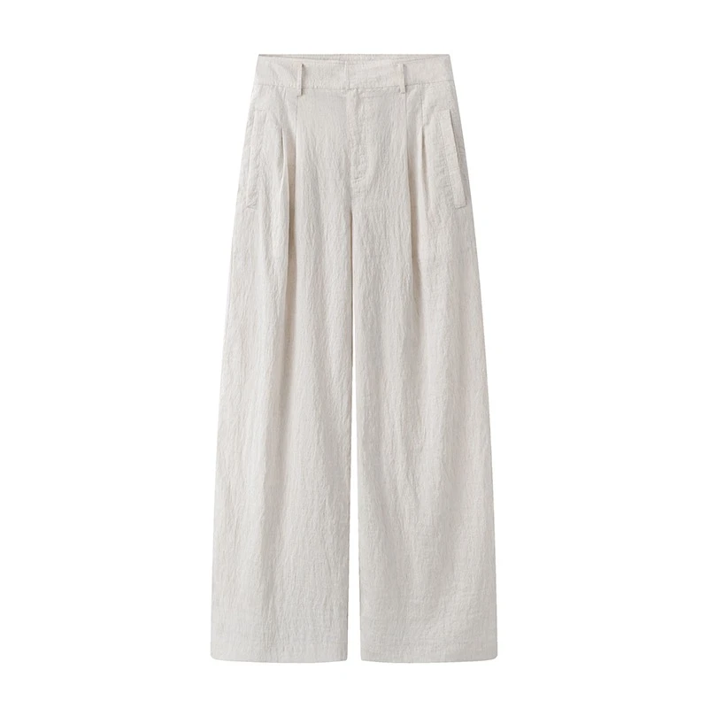 艾家2025夏季新款时尚百搭直筒宽松休闲裤阔腿裤长裤女50513060