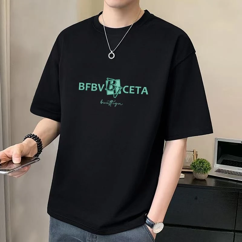 宽松短袖美式休闲夏季日常T恤短袖男潮流印花新中式韩版百搭上衣