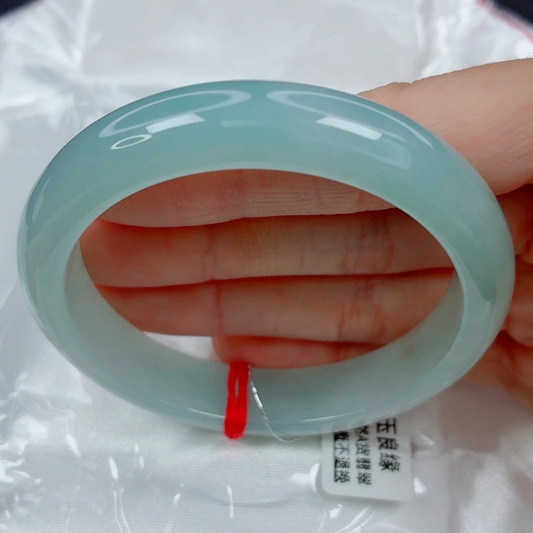 翡翠未镶嵌手镯54正圈，秀气清透天空蓝底，强推，04