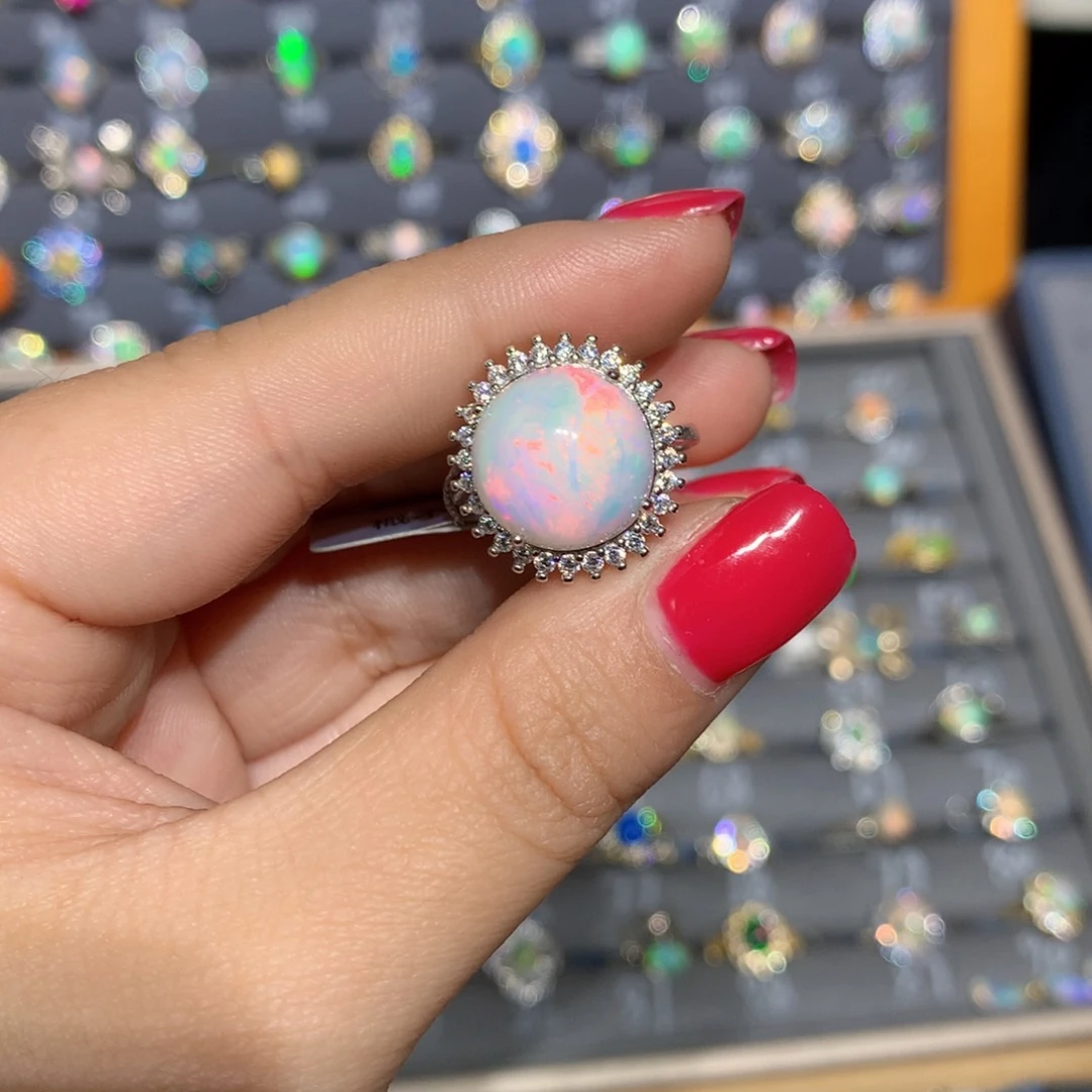 银S925镶嵌欧泊欧泊戒指l