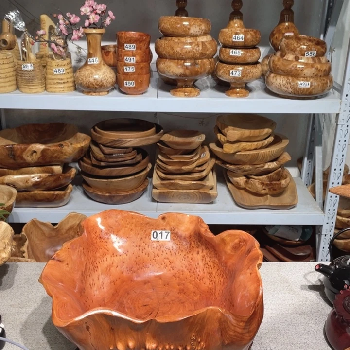 香杉木榴花根雕果盆017