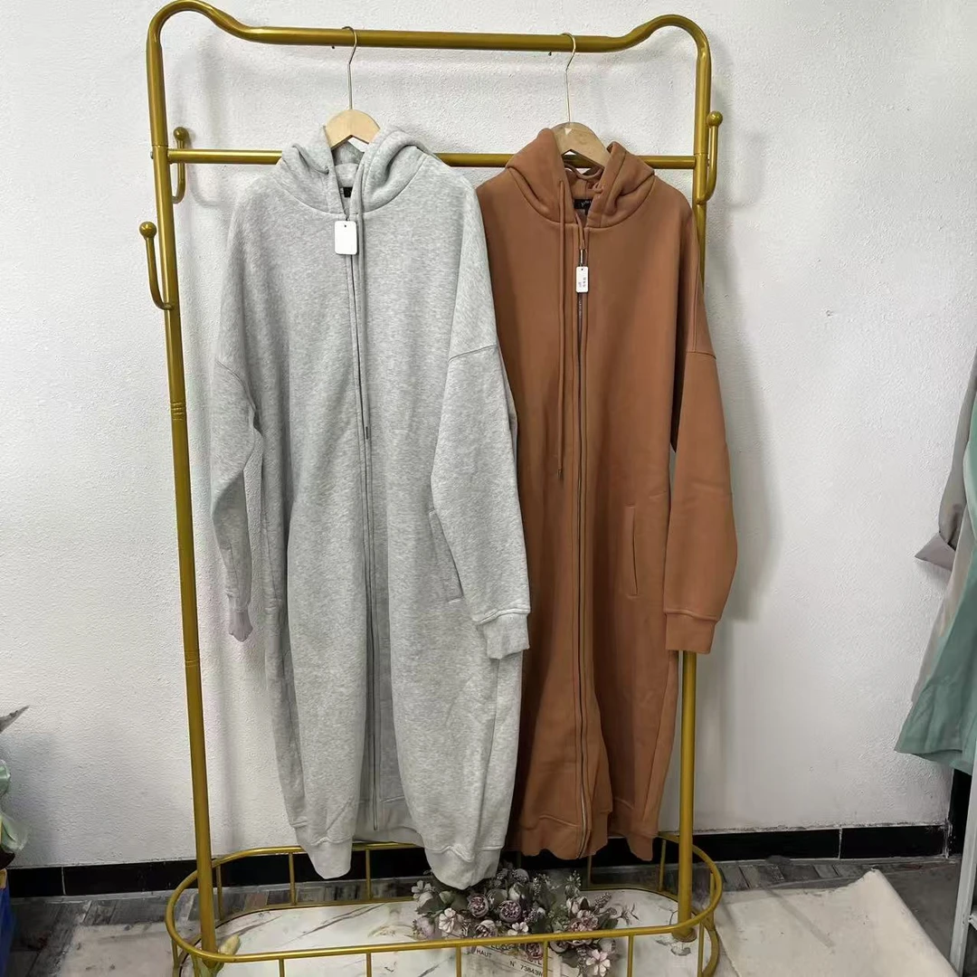 唯琳剪标   3仓P2-6-2168款    运动风长款卫衣纯色拉链女士连帽