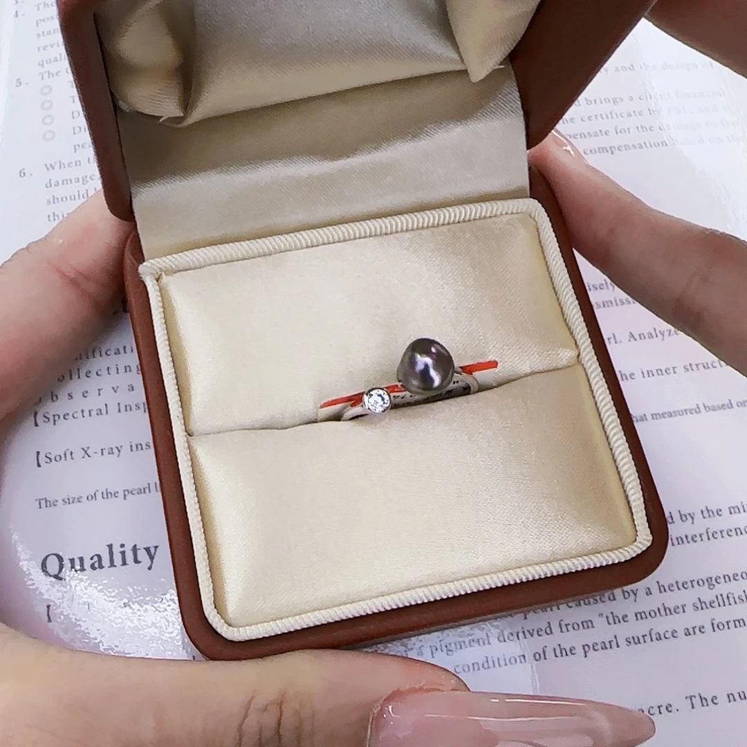 海水珍珠戒圈银S925镶嵌