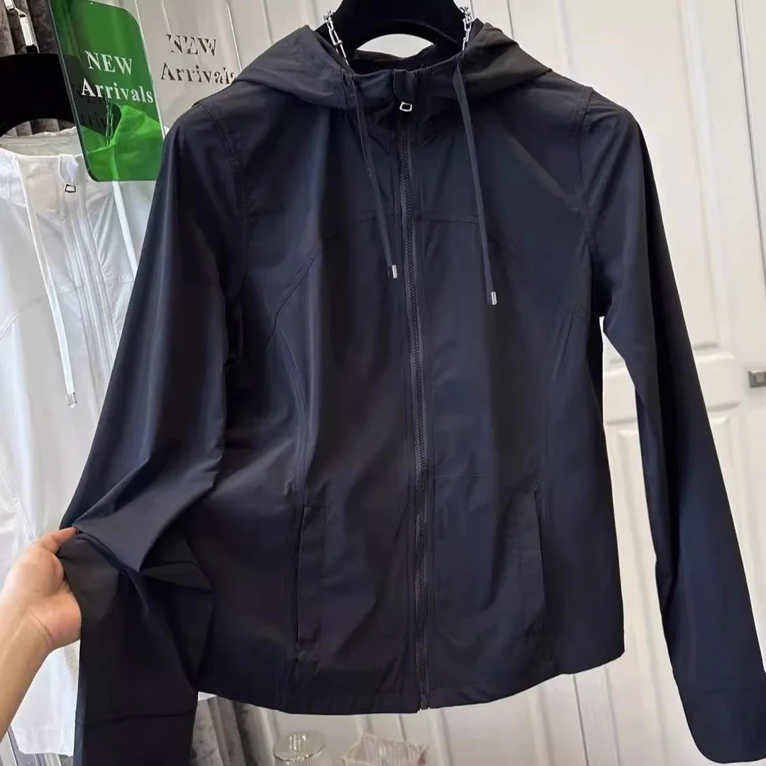 欧洲站冰丝连帽时尚防晒服女外套冰感修身运动2025年夏天新款