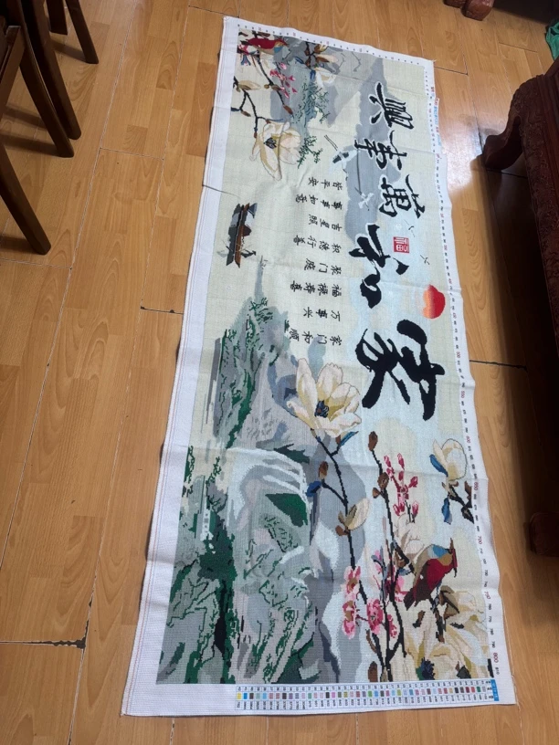 纯手工十字绣成品人工绣好的图家和万事兴玉兰喜鹊2.3米满绣挂画