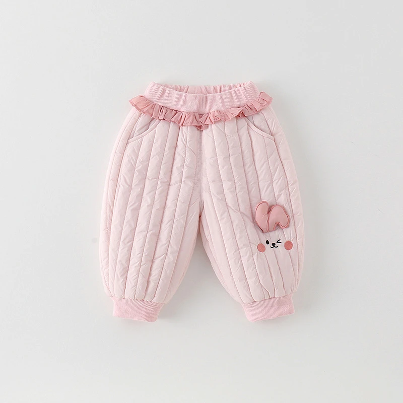 儿童裤子秋冬款2025新款女宝宝可爱夹棉休闲长裤冬季婴幼儿棉裤