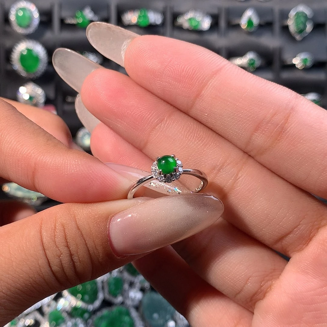 翡翠银S925镶嵌戒指