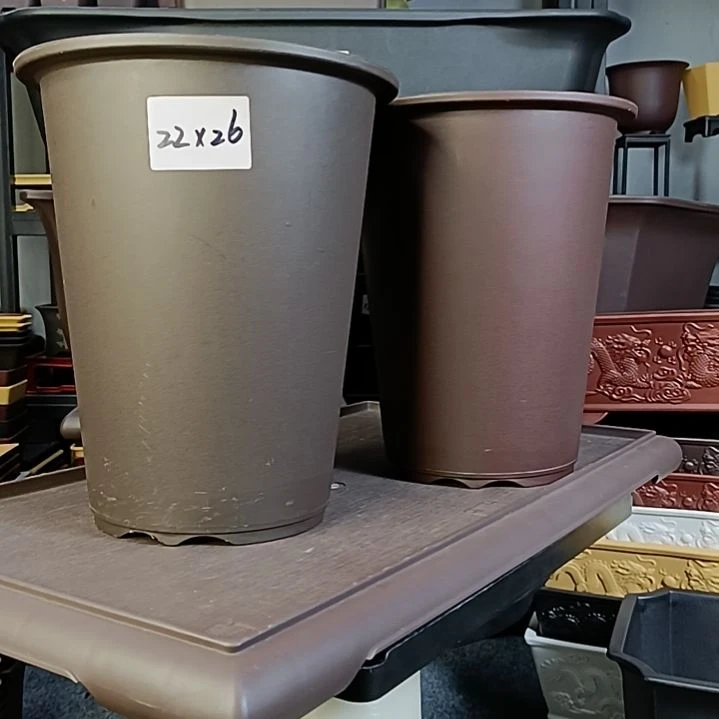 树脂2只22cm高斜圆兰花盆