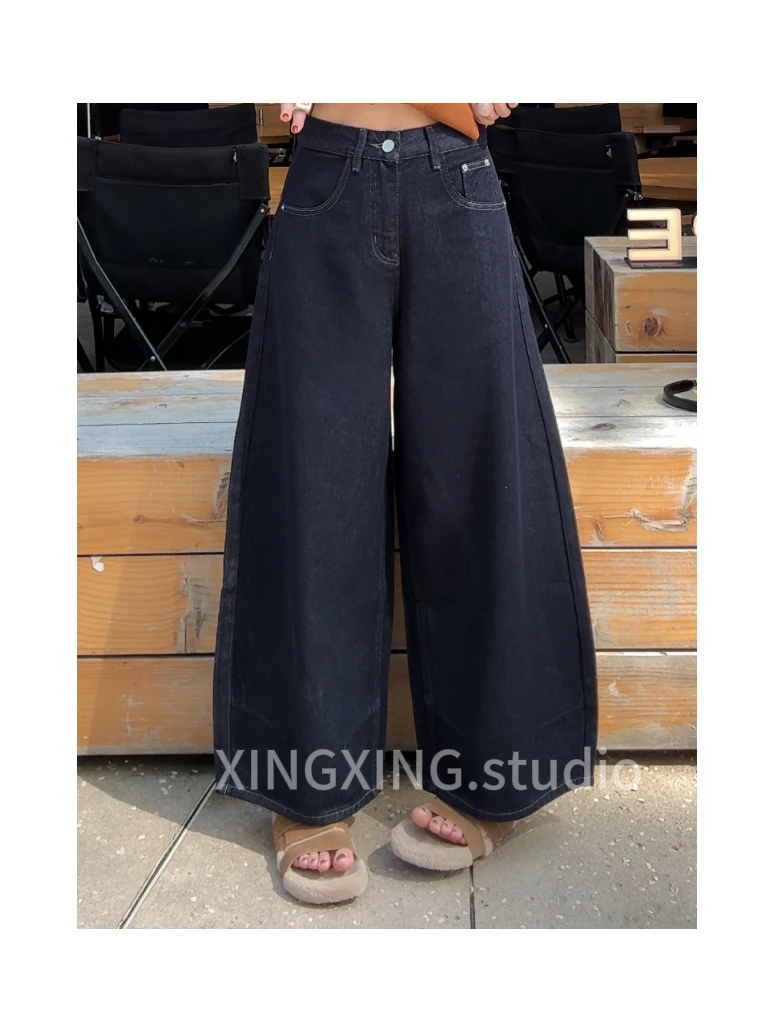 X.x.韩系秋款百搭中高腰显瘦直筒阔腿牛仔裤女丹宁胖妹妹5769