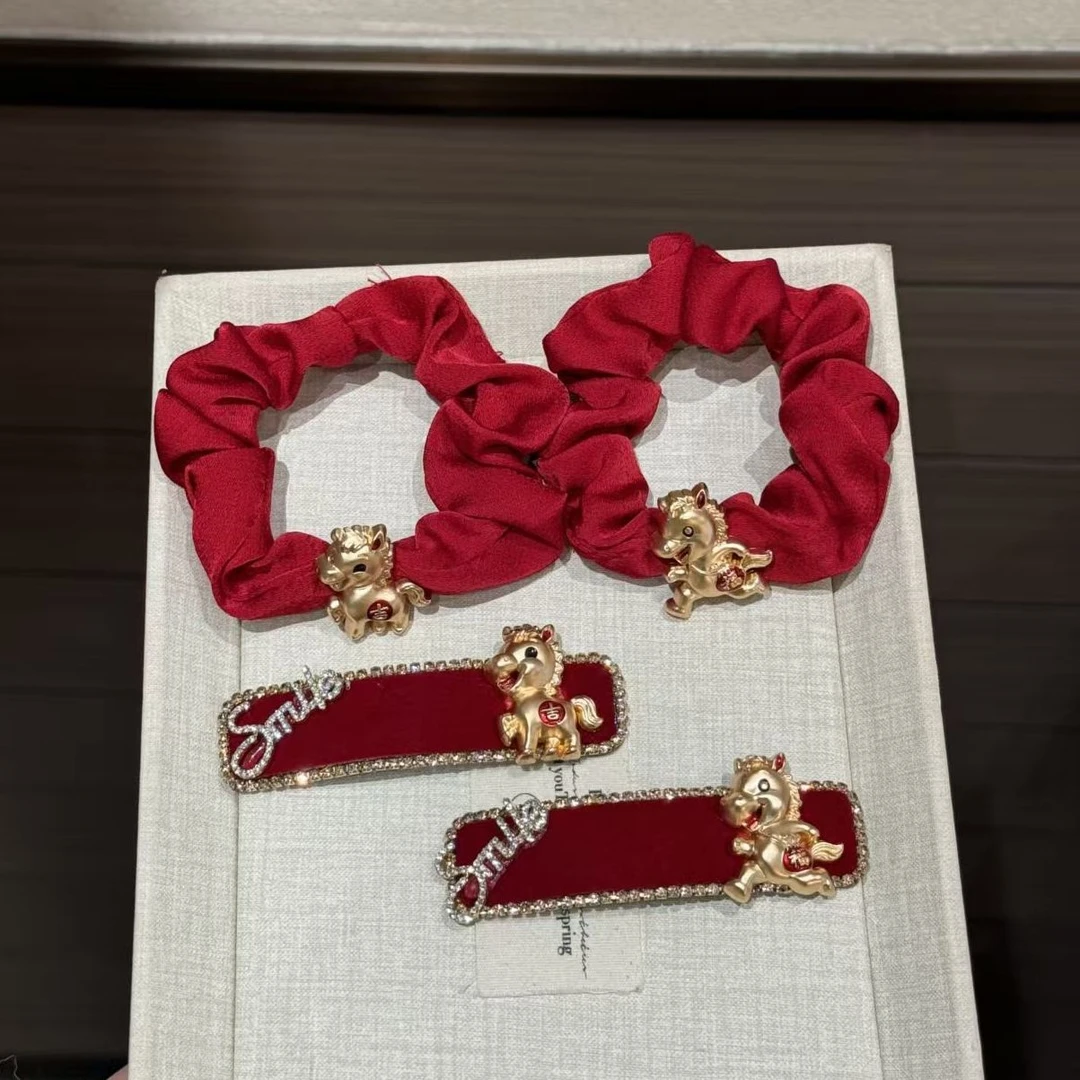 饰品春节发夹红色发绳12岁女童礼物本命年头饰头绳2026马新年发饰