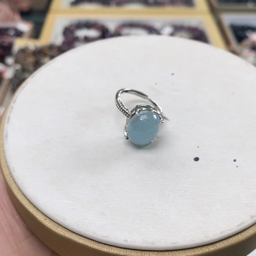 水晶戒指合金海蓝宝戒指福利