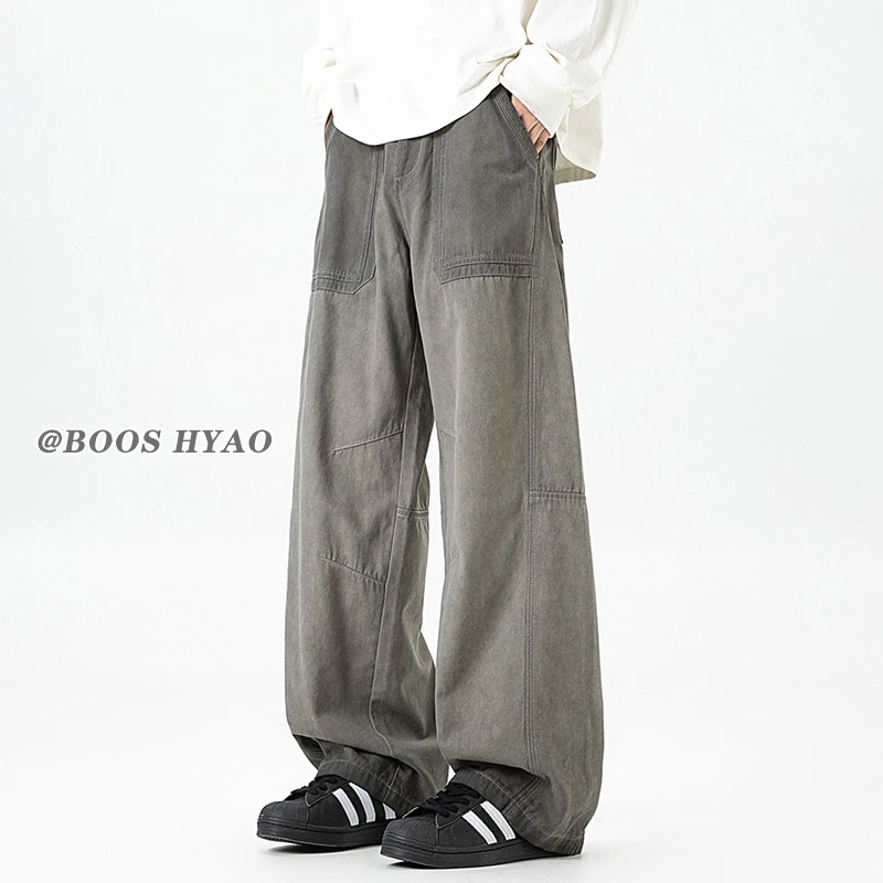 美式复古牛仔裤男款2025秋季新款潮流高街长裤潮流百搭宽松直筒裤