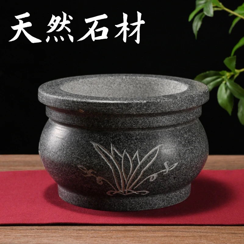 石头香炉石雕摆件用品寺庙祠堂户外上香烧香圆形石头香炉子