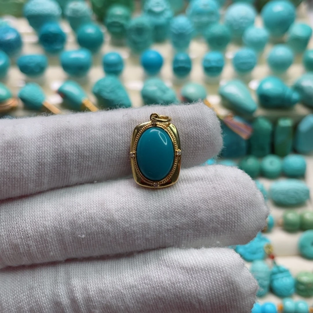 绿松石珠宝奇石18K金镶嵌