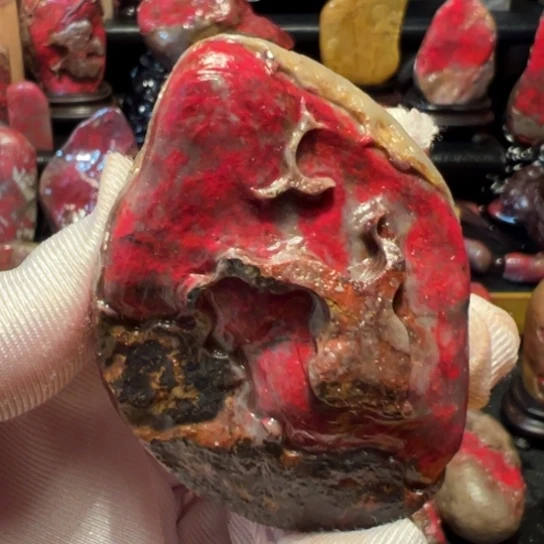 紫***来昌化鸡血石原石手把件