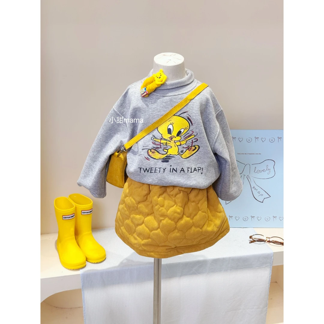 【现货清仓!! NO退NO换】209女童冬装加绒加厚保暖卫衣棉半身裙套装