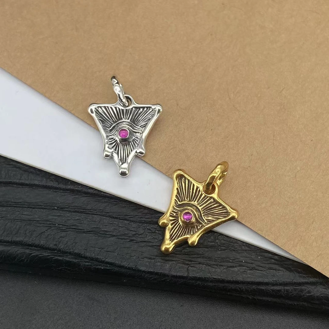 鸿聚隆 吊坠925银 A099精工小众古金色银色全视之眼吊坠