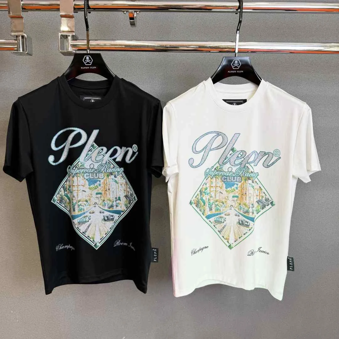 PLIPHPP PLEPN正品PP 闪钻都市 烫钻男士修身弹力冰感短袖T恤1723