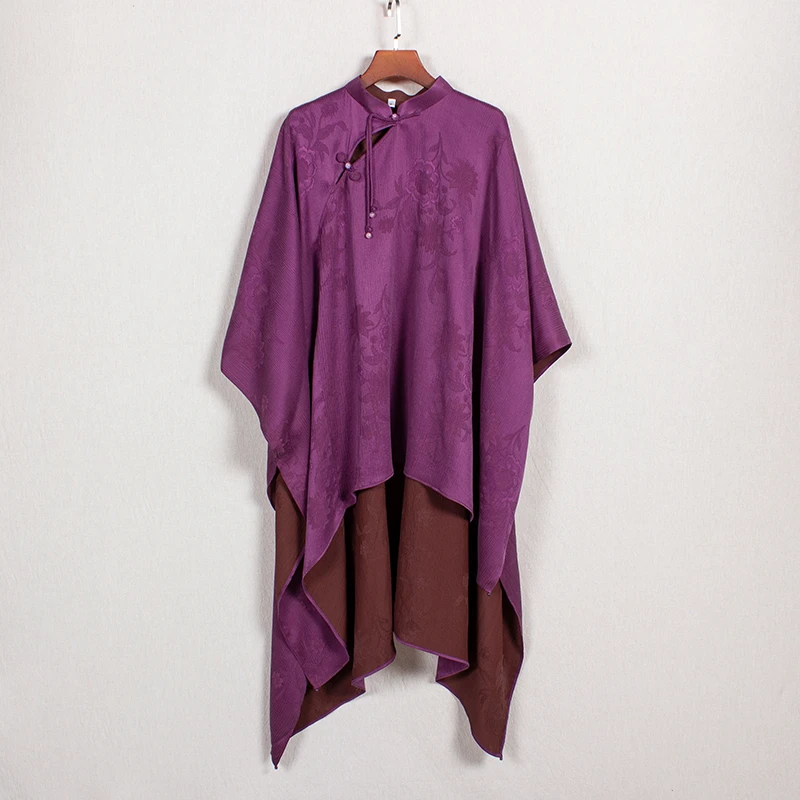 【九欲】香云纱桑蚕丝复古国风中长款女士新中式顺纾缎提花红云纱