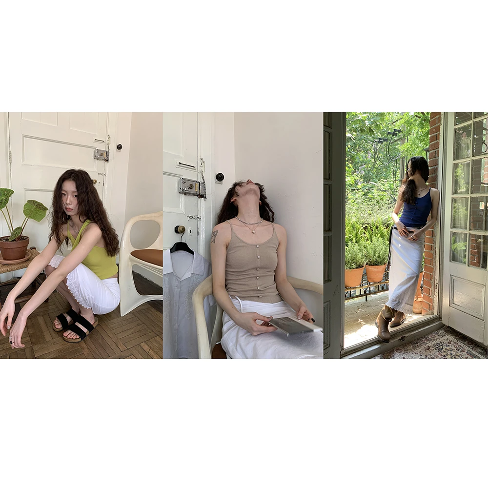 Hellooo Eat 按头安利天丝亚麻吊带显瘦背心EM3018