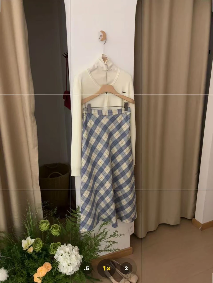 [Yiyi][蓝调]韩系时尚格子半裙