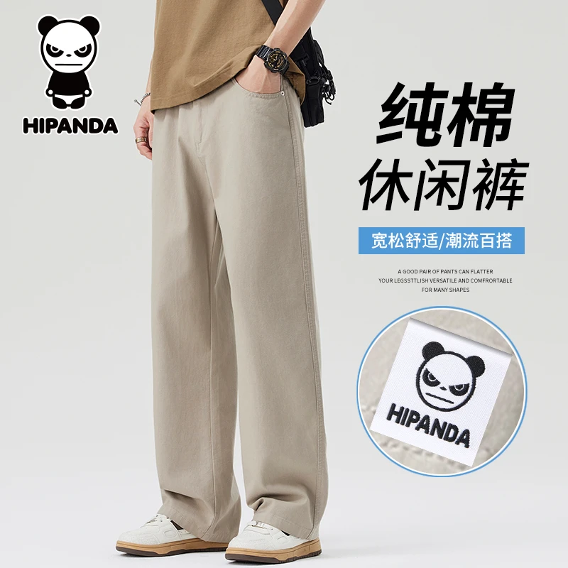 HiPanda你好熊猫纯棉休闲裤男士夏季薄款宽松舒适潮流百搭长裤子