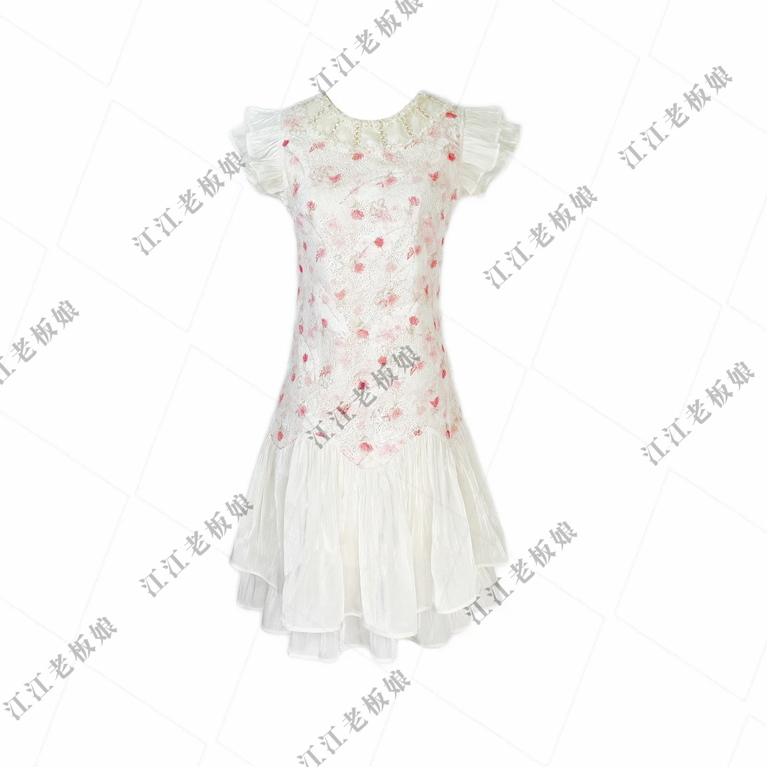 【DT】“风琴之恋”甜美法式轻奢气质设计感飞飞袖连衣裙女Q1636