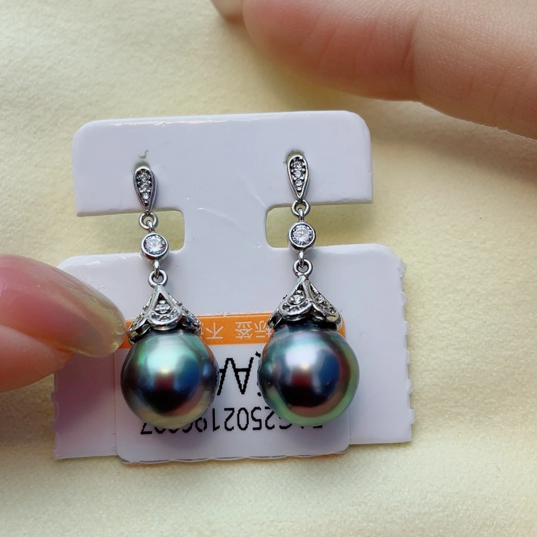 海水珍珠银S925镶嵌耳饰w41