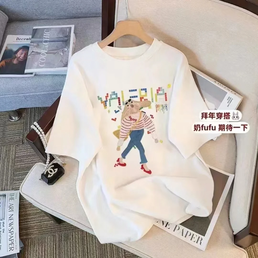 纯棉潮牌印花男女同款百搭显瘦韩版夏季休闲圆领T恤时尚半袖