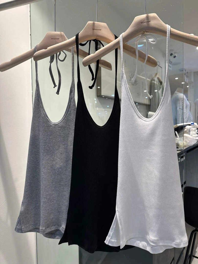 No退No换壹韩国东大门女装2025春夏新款设计感挂脖吊带背心女025f