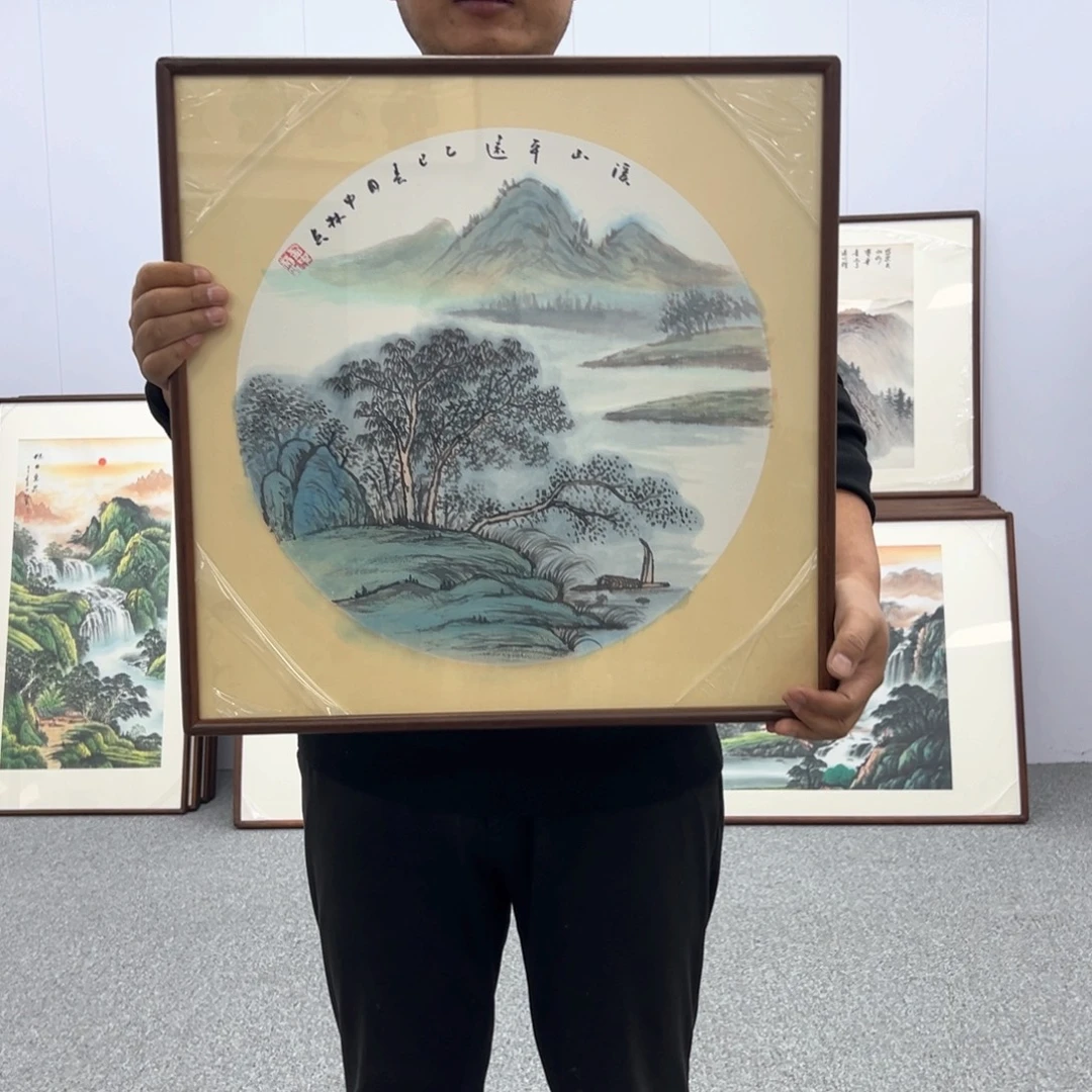 国画国画作品带框50*50