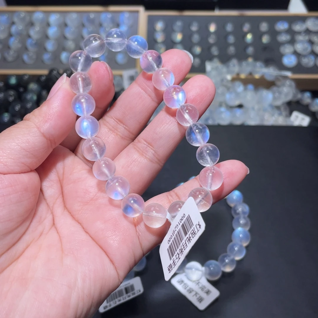 *****长石手链未镶嵌蓝月光手链9mm