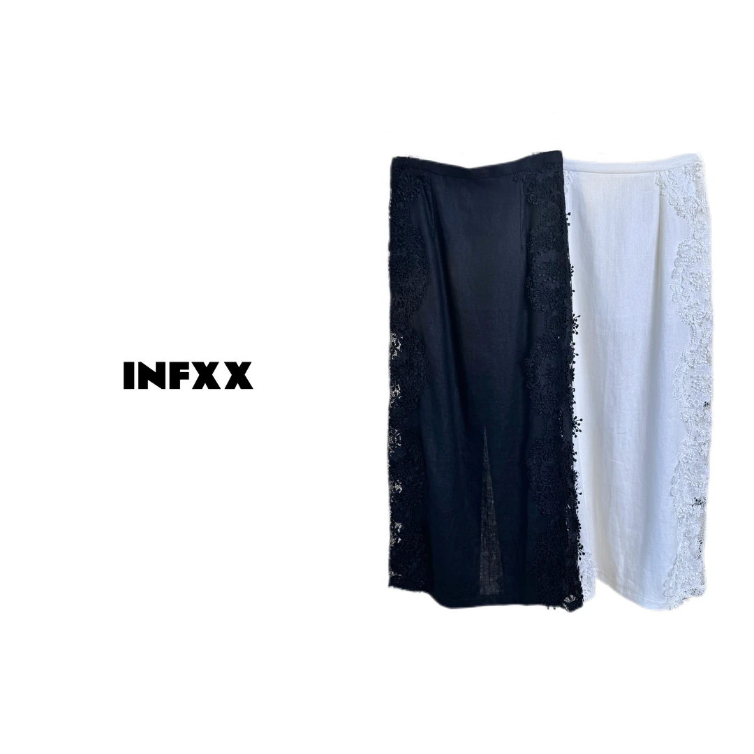 苎麻蕾丝拼接镂空半裙春夏新款