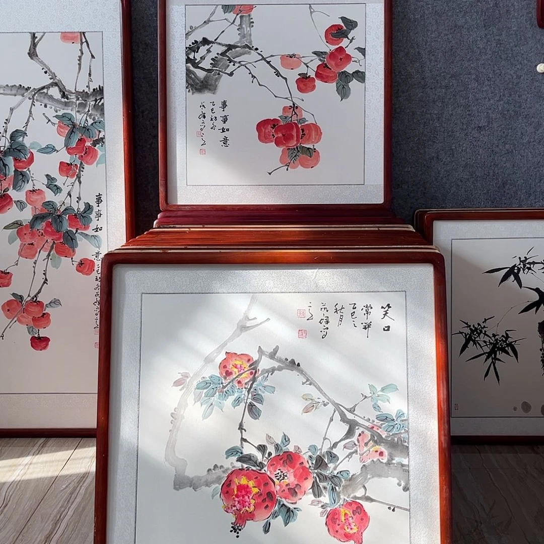 国画书画作品带框63×63