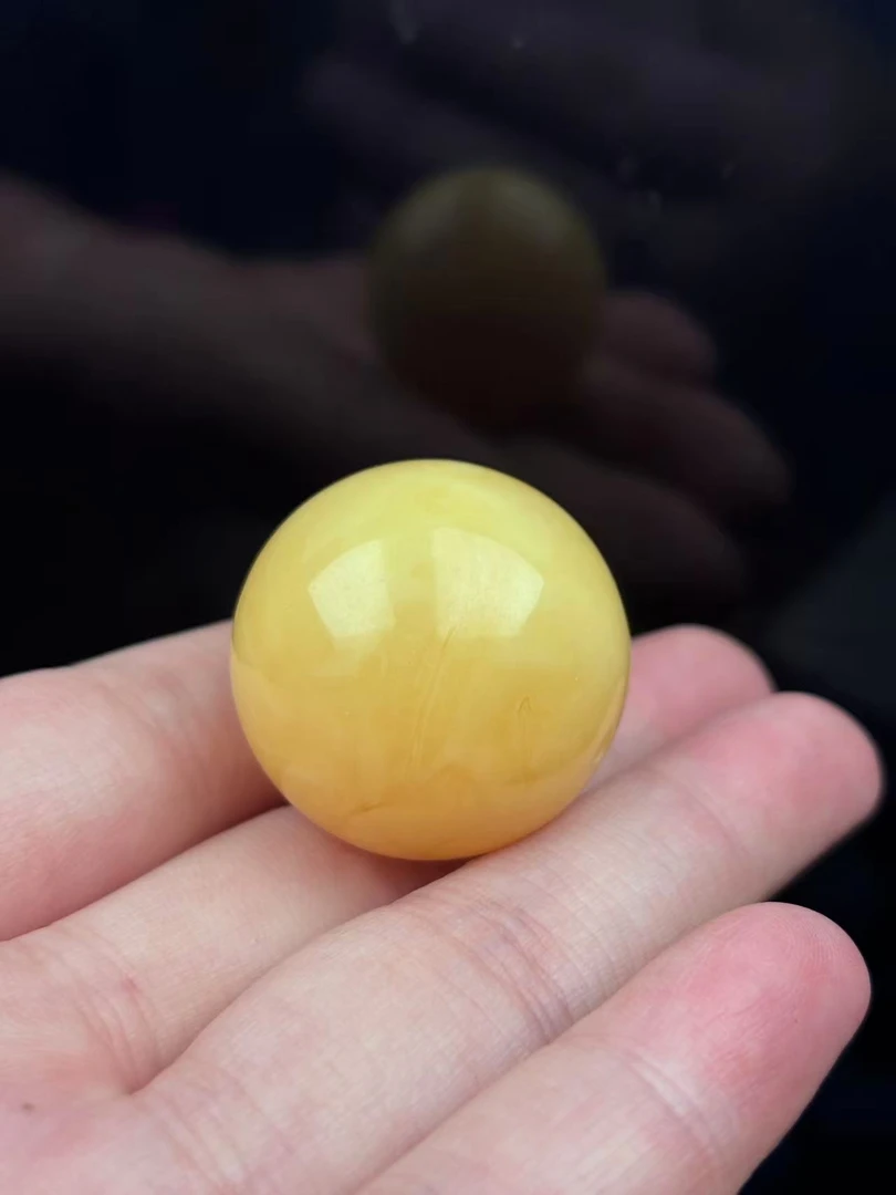 湖北原矿纯手工特色高瓷原石精工黄色圆珠27mm【301】