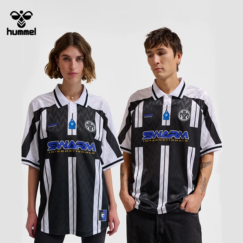 HUMMEL【贺峻霖同款】大阪钢巴进口休闲球衣足球风复古运动上衣短袖