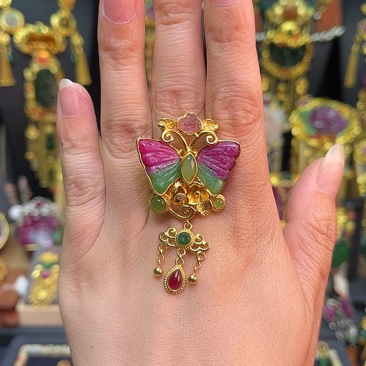 红宝石戒指银S925镶嵌