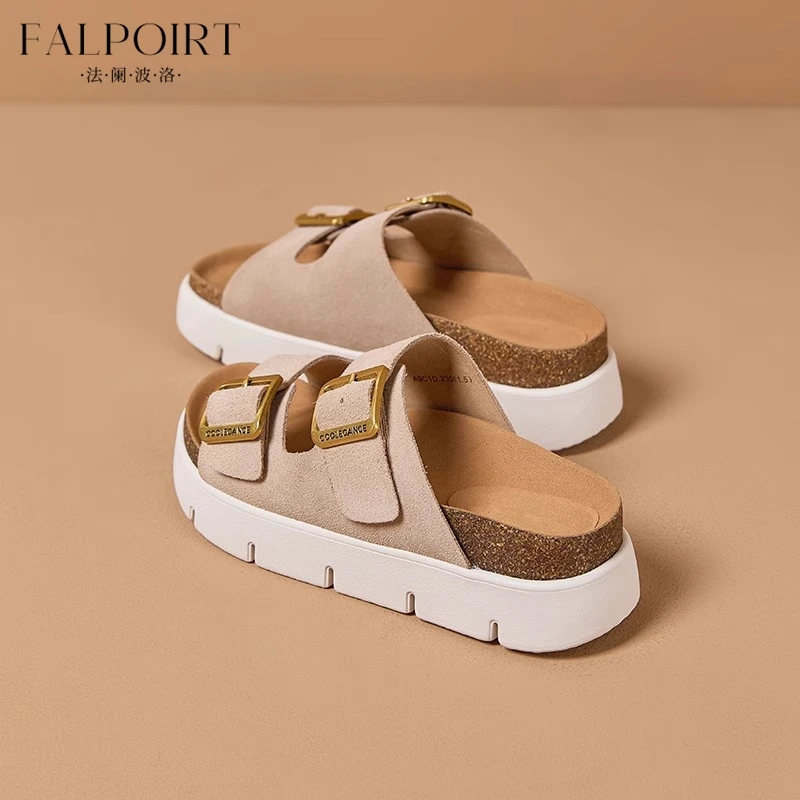 FALPOIRT网红超火勃肯半拖鞋女2025夏季新款时尚百搭厚底增高凉鞋