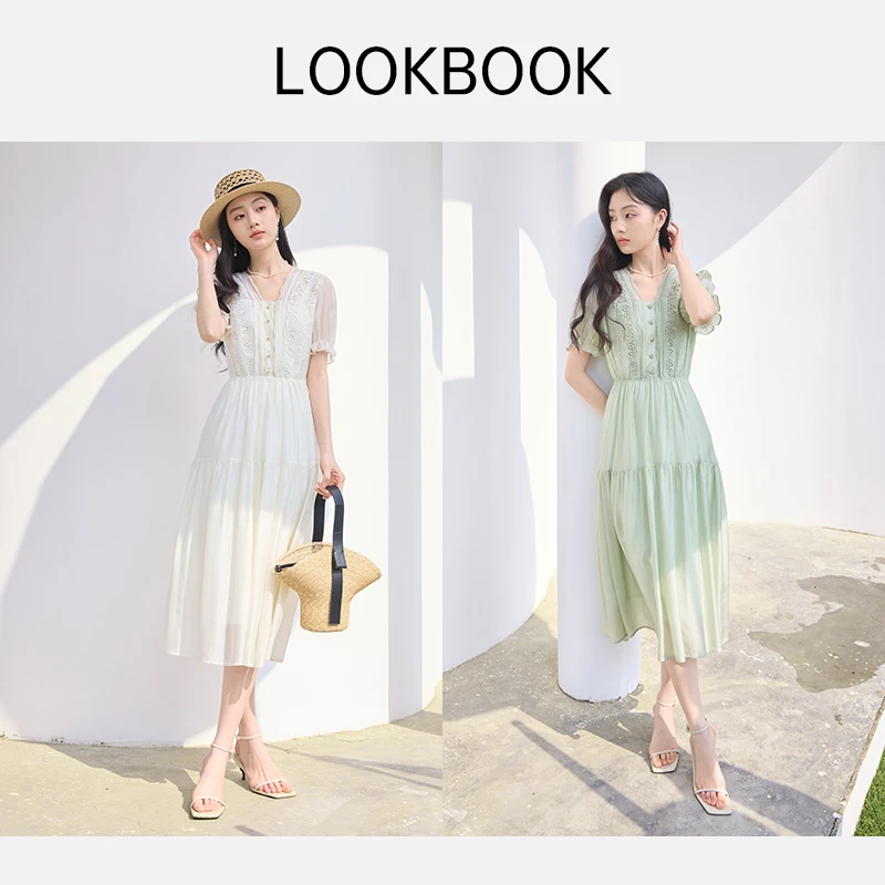 【粉丝专享】L85S026连衣裙 香影海边度假风v领连衣裙女夏装新款