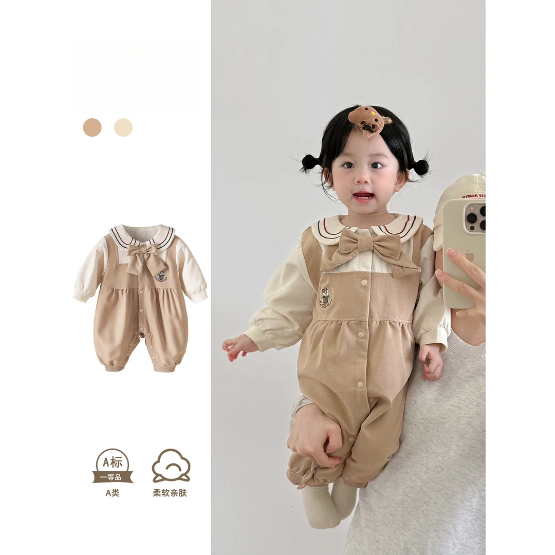 婴儿秋季衣服可爱连体衣女宝秋装洋气哈衣早秋超萌宝宝外出服爬服