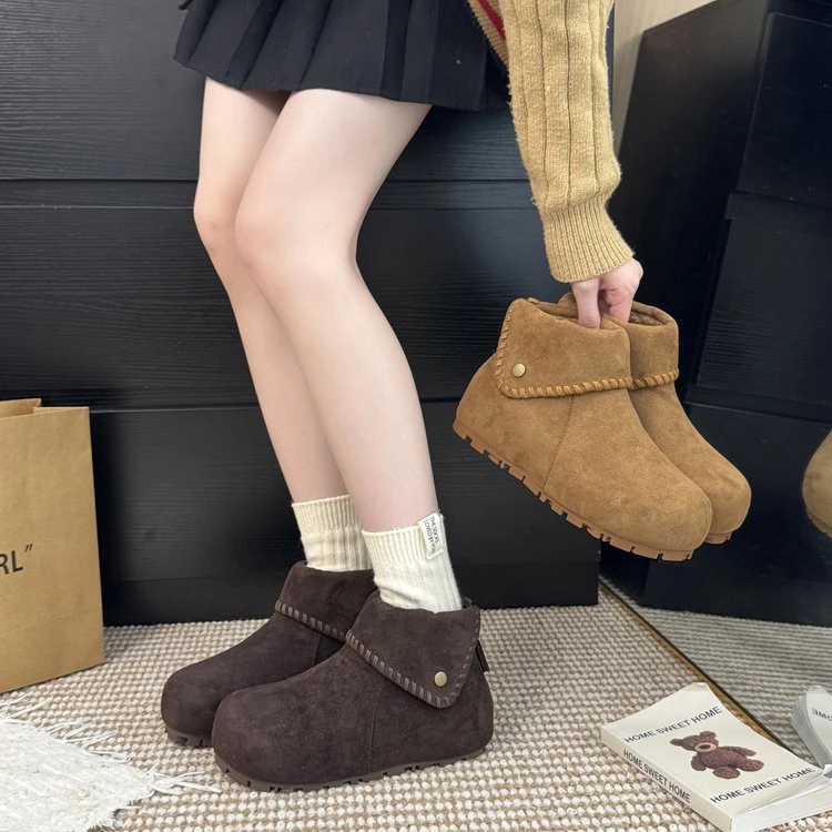 5cm～小领巾加绒高帮卡皮巴拉勃肯靴女款2025新款棉鞋雪地短靴子