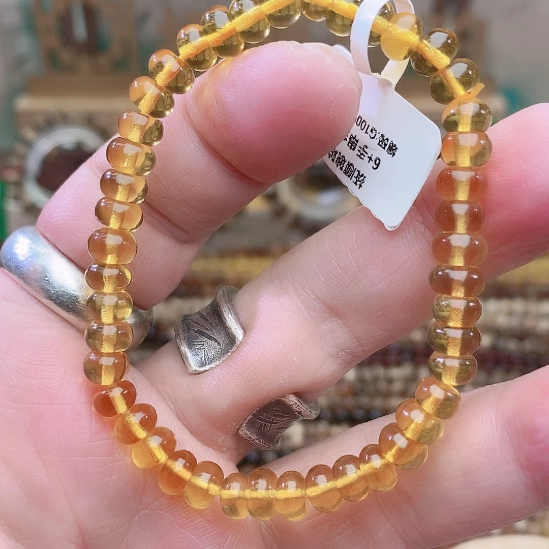 琥珀未镶嵌裸石金珀单圈6+