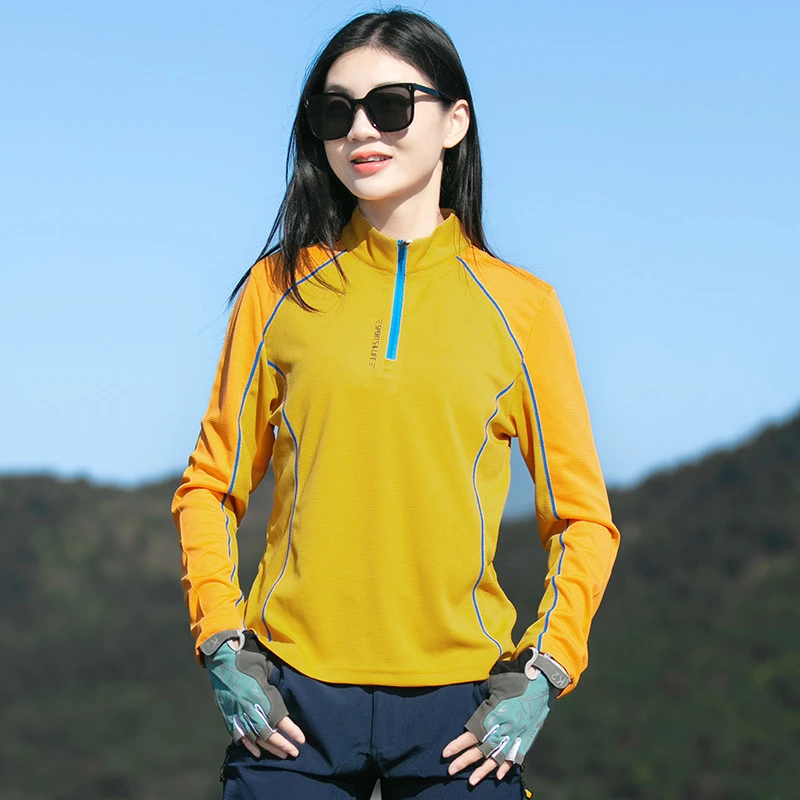 速t恤秋季立领长袖打底衫户外衫健身跑步登山徒步上衣