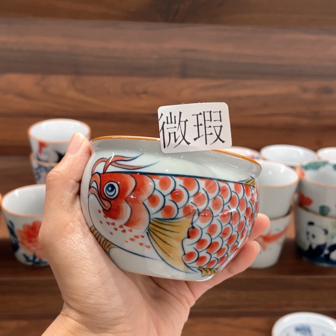 釉下手绘茶具微瑕