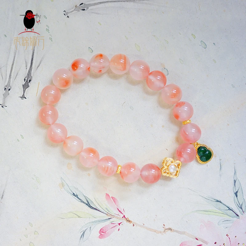 衣锦媚行 18K镶翡翠葫芦南红手串