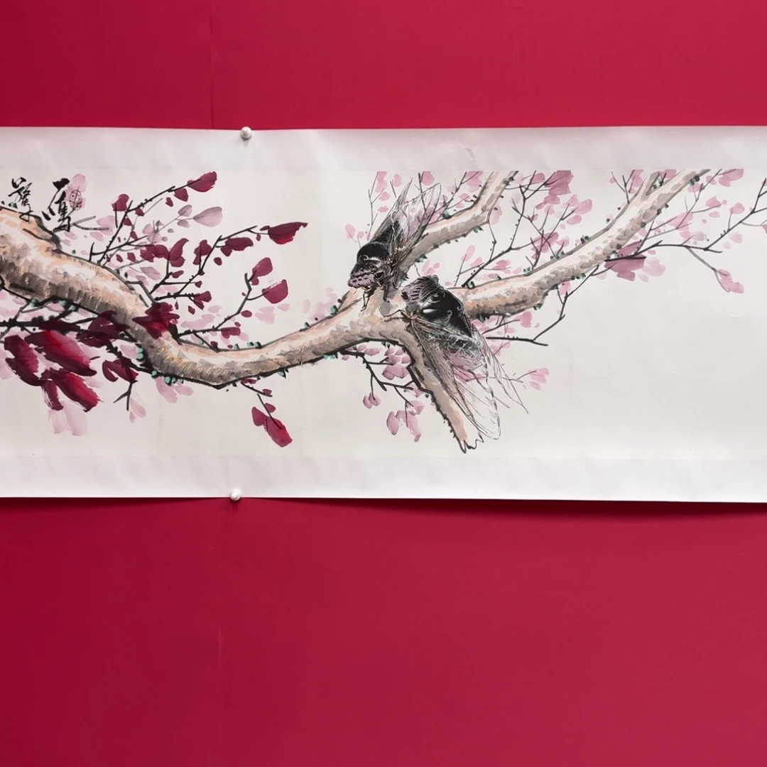 K***哥国画柳平双蝉作品