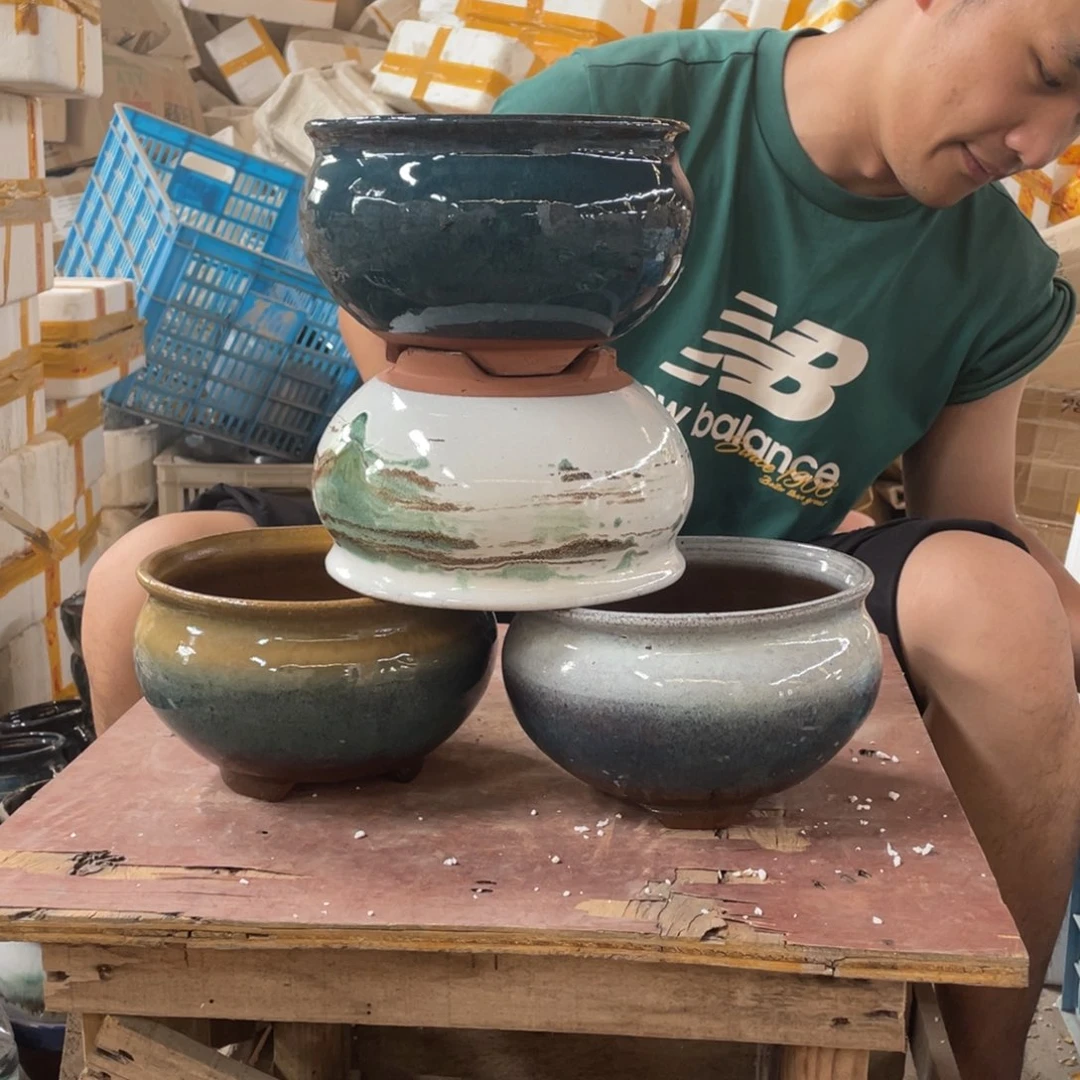 宜兴紫砂粗陶花盆