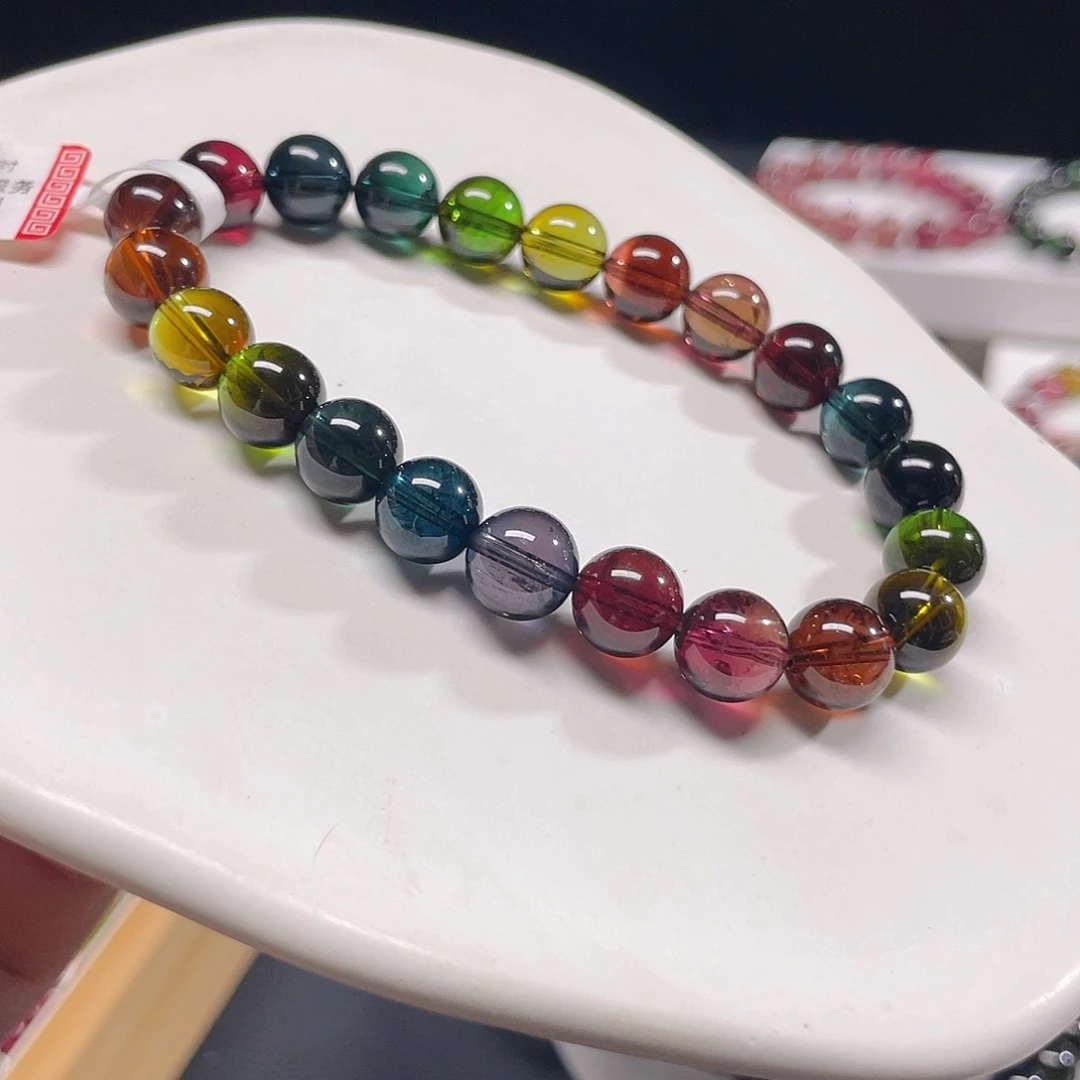 碧玺未镶嵌手链奢华毕业老矿料8.8
