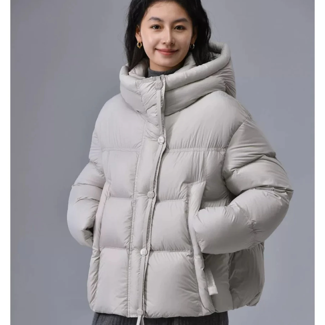 新国标90%鸭绒连帽加厚收腰时尚外套保暖锁温休闲厚实泡芙羽绒服