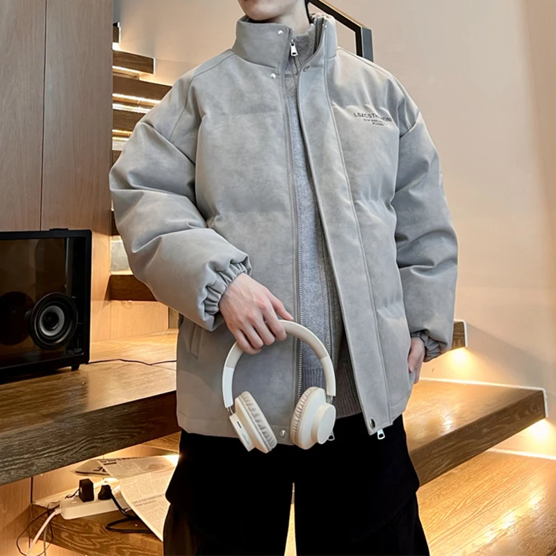 宽松立领棉衣保暖情侣美式皮棉服男款冬季外套棉袄棉衣男